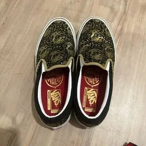 Vans | Shoes | Vans Black And Gold Dragon Slipon Loafers  display picture 1